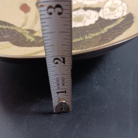 Vintage India Brass Enameled Trinket Bowl 6" diameter - Picture 7 of 8